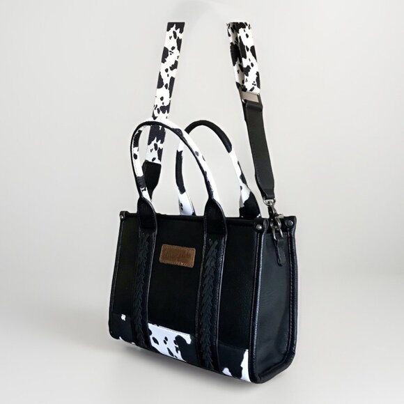 Wrangler Ladies Cow Print Mini Black Crossbody Tote Bag WG102S-8120BK - Picture 3 of 8